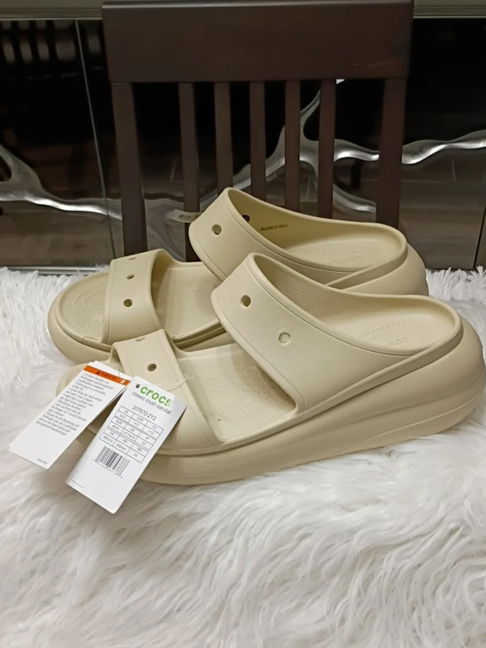 CROCS Classic Crush Men’s Tan Platform Slide Sandals 12